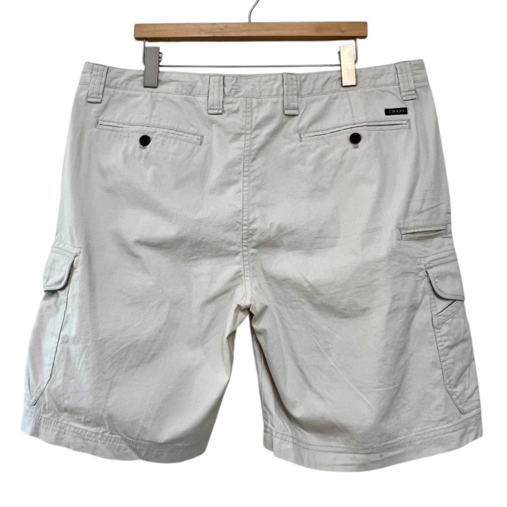 Chaps Cargo Shorts Men 42 New Stone Flat Front Cotton Utility NWOT - Picture 2 of 8